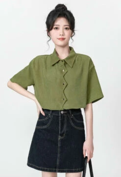 Zigzag Button Collared Top -Modern Wear Shop 9cc693a9f41e70896f010058910e6eb5