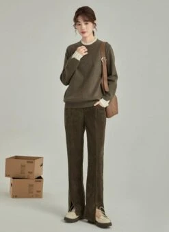 Contrast Cuff Ribbed Hem Sweater -Modern Wear Shop 9ce043d061ea919a7da65b99c74421f0