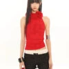 Sleeveless Rosette Mock Neck Tank Top