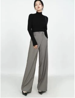High-Waist Wide-Leg Pareo Tailored Pants -Modern Wear Shop 9d0cc4a0a1f2218dcb9cbd32077a7fa4