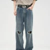 Knee Ripped Straight Fit Jeans