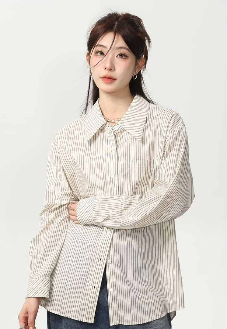 Slim Pinstripe Pocketed Button Shirt 9 Slim Pinstripe Pocketed Button Shirt - Image 9