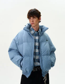 Checker Stand Collar Drop Shoulder Puffer Jacket -Modern Wear Shop 9d7228ab45d78cfc5215e4736970ed5c