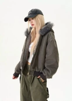 Contrast Faux Fur Hooded Bomber Jacket 17 Contrast Faux Fur Hooded Bomber Jacket -Modern Wear Shop 9d7a1cab633e68096ee00810bb2fbe2c