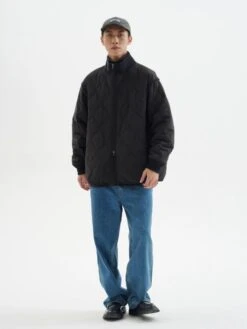 Quilted Zip-Up Jacket With Stand Collar -Modern Wear Shop 9d914ccf5fa5c5dae64b20495d33db3c