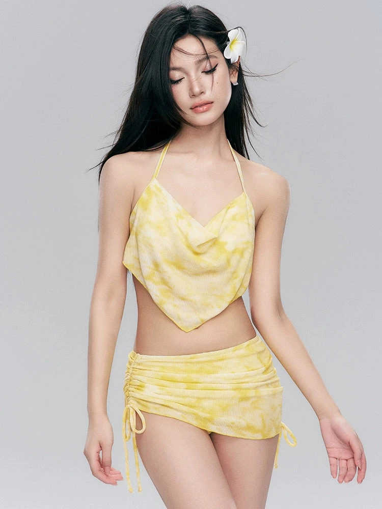 Tie-Dye Cowl Neck Bikini With Side-Tie Sarong 2 Tie-Dye Cowl Neck Bikini With Side-Tie Sarong - Image 2