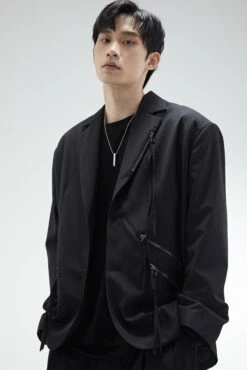 Oversized Single Breasted Blazer With Tassel Zip Details -Modern Wear Shop 9daf88e0e290cf620fded55e5ba48af3