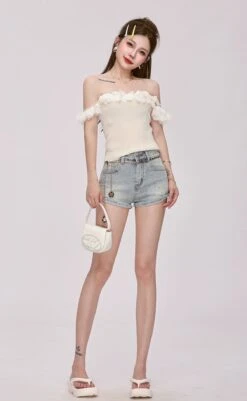 Skinny Ruffle Trim Off-Shoulder Top 15 Skinny Ruffle Trim Off-Shoulder Top -Modern Wear Shop 9de6f1051d86a5aae1d02c2f951e1863