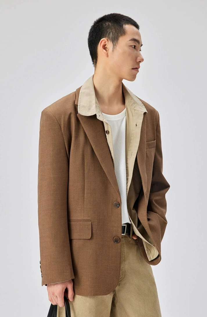 Single Breasted Blazer With Side Button Detail And Notch Lapel 2 Single Breasted Blazer With Side Button Detail And Notch Lapel - Image 2