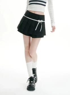 Pleated Tennis Mini Skirt With Bow-Knot Drawstring Waist -Modern Wear Shop 9e54ef402777e5c62137db036e28f2df
