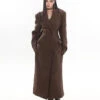 Double-Breasted Longline Bouclé Coat