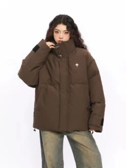 Puffer Jacket With High Collar Buckles Detail -Modern Wear Shop 9f3ad0b25612fbe643b15d7486796abf