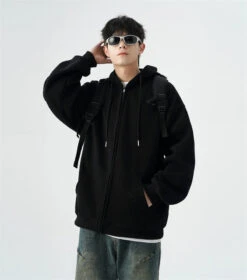 Oversized Zip-Up Sweatshirt Hoodie With Drop Shoulders -Modern Wear Shop 9f84d058727f119e4cc3fc5437b7c7fa