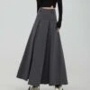 Tiered Pleated Midi Skirt