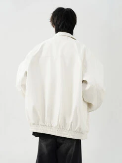 Oversized Leather Collared Bomber Jacket With Zip Pockets -Modern Wear Shop 9fb6d3674ebc01afcbddb2e77138aa92