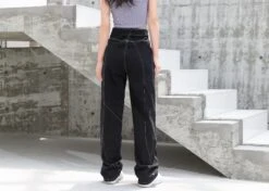 Baggy Belted Jeans With Contrast Detailed Stitching -Modern Wear Shop A80I5915