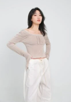 Ruched Flare Long Sleeve Crop Top 10 Ruched Flare Long Sleeve Crop Top -Modern Wear Shop AR2I0114