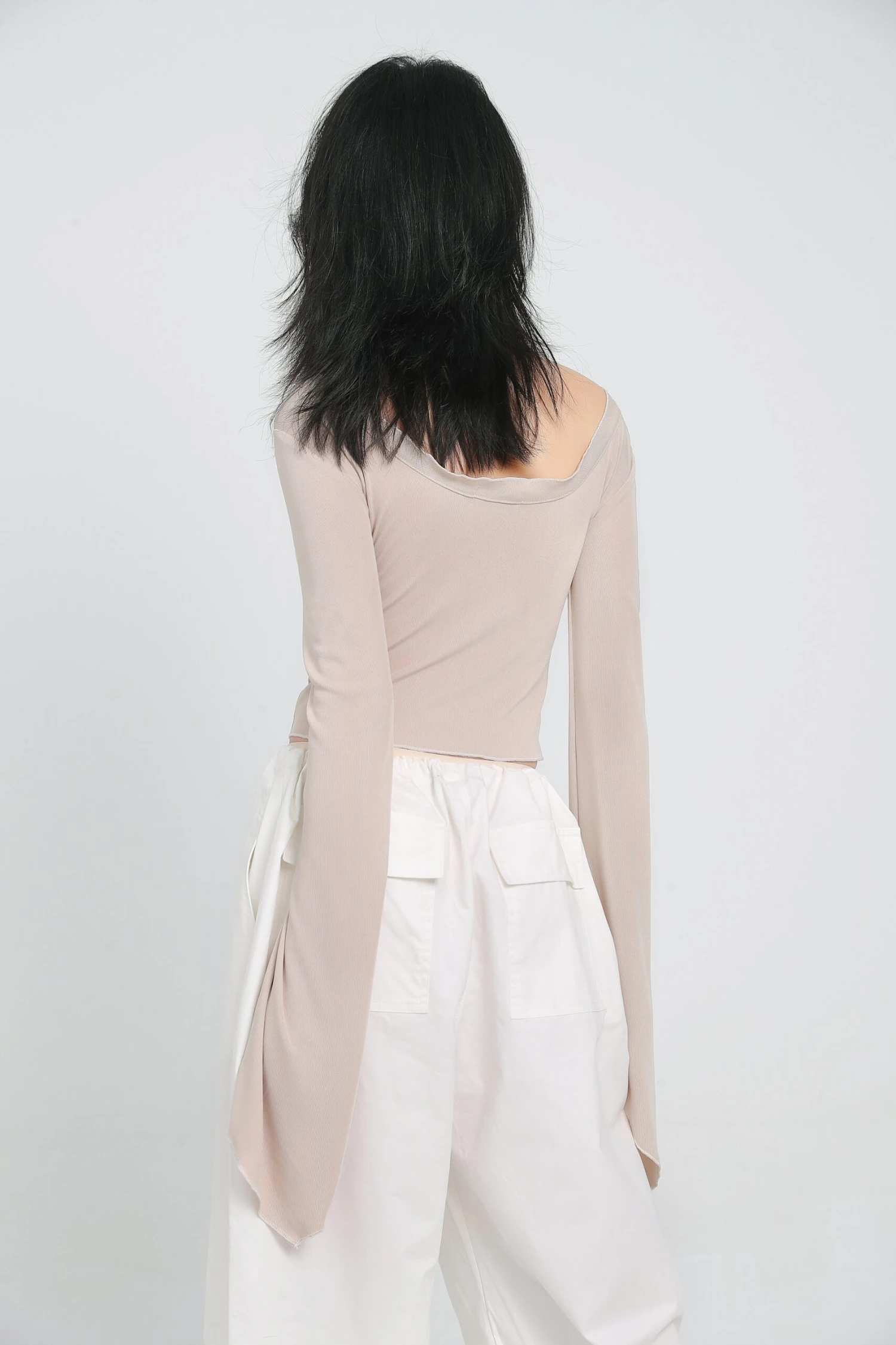 Ruched Flare Long Sleeve Crop Top 6 Ruched Flare Long Sleeve Crop Top - Image 6