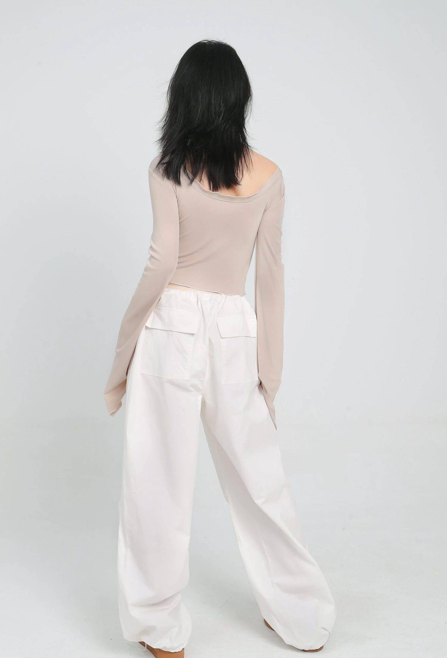 Ruched Flare Long Sleeve Crop Top 8 Ruched Flare Long Sleeve Crop Top - Image 8