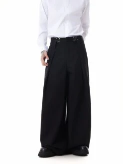 Adjustable Waist Pleated Pants -Modern Wear Shop Adjustable Waist Pleated Pants Nightcity Clothing 3