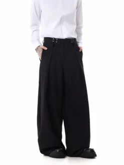 Adjustable Waist Pleated Pants -Modern Wear Shop Adjustable Waist Pleated Pants Nightcity Clothing 7