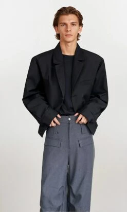 Classic Notched Collar Cropped Blazer -Modern Wear Shop AmdCuboOIaOUnIO topaz enhance 2x