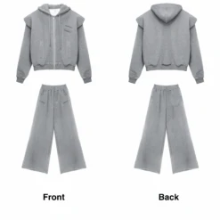 Oversized Cropped Zip Hoodie And Wide-Leg Sweatpant Tracksuit Set 36 Oversized Cropped Zip Hoodie And Wide-Leg Sweatpant Tracksuit Set -Modern Wear Shop HoodieSetFlats1