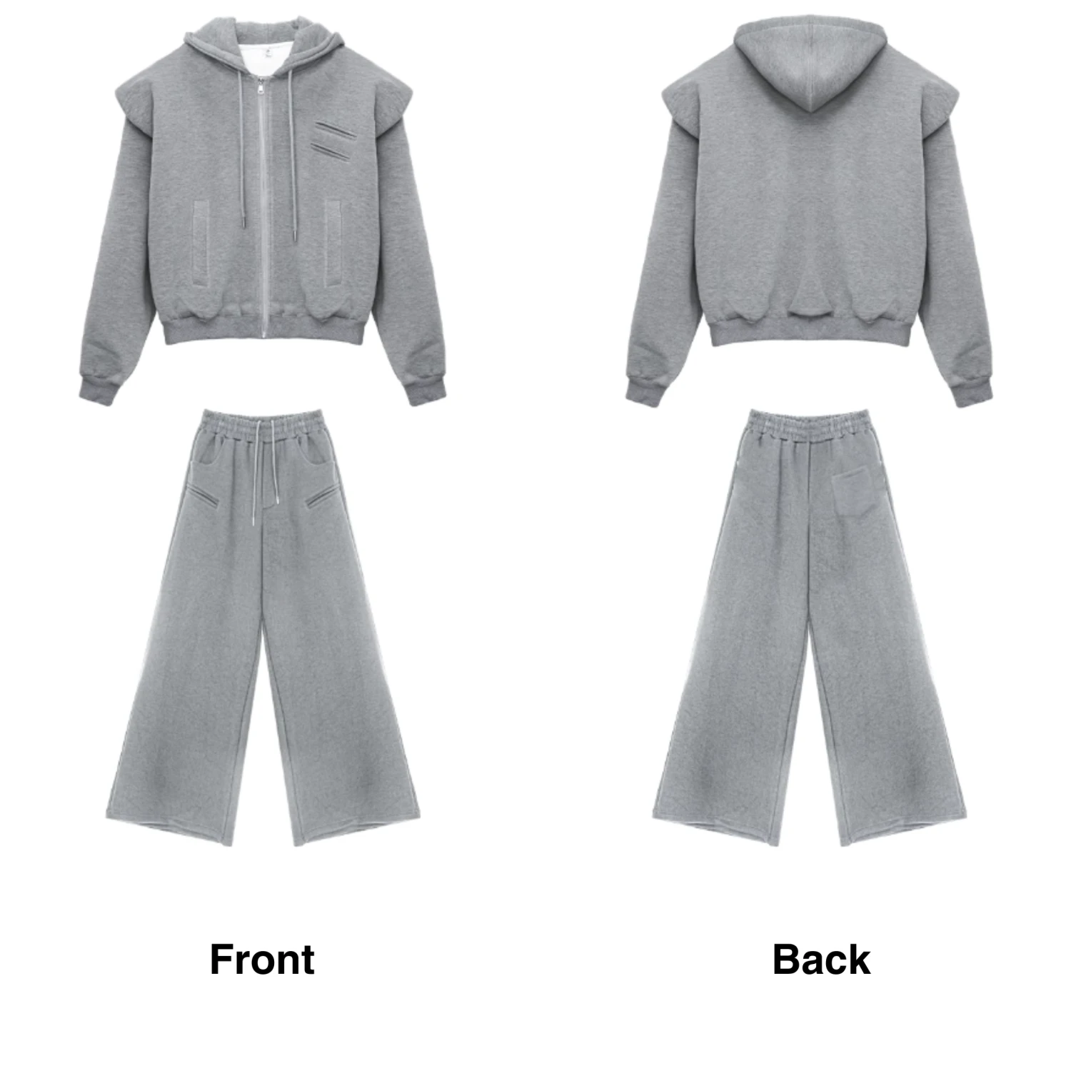 Oversized Cropped Zip Hoodie And Wide-Leg Sweatpant Tracksuit Set 17 Oversized Cropped Zip Hoodie And Wide-Leg Sweatpant Tracksuit Set - Image 17