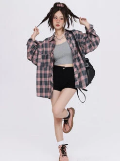 Oversized Plaid Long Sleeve Button Shirt -Modern Wear Shop O1CN0104Rtpu2GLb1YS0ppI 2288188999