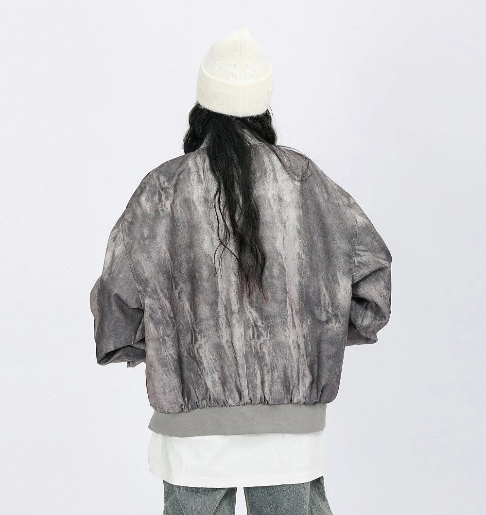 Oversized Acid Wash Bomber Jacket With Snap Button Pockets 15 Oversized Acid Wash Bomber Jacket With Snap Button Pockets - Image 15