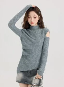 Mock Neck Ribbed Hem Asymmetric Cold Shoulder Top 7 Mock Neck Ribbed Hem Asymmetric Cold Shoulder Top -Modern Wear Shop O1CN010EOjyx1OeOAfGwjiW 2216375131730