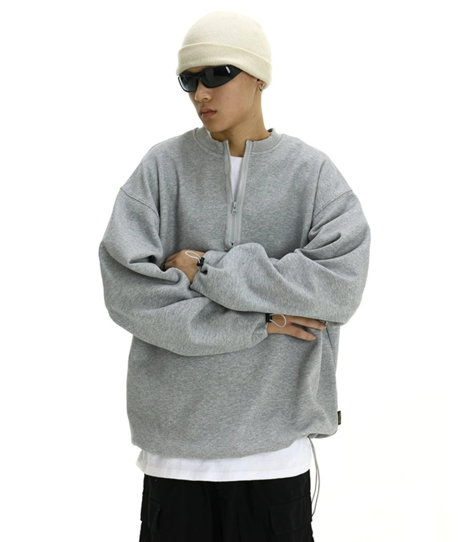 Oversized Half-Zip Ribbed Sweatshirt 4 Oversized Half-Zip Ribbed Sweatshirt - Image 4