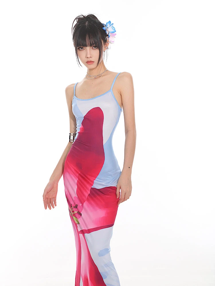 Maxi Floral Sheath Dress With Crisscross Back 6 Maxi Floral Sheath Dress With Crisscross Back - Image 6