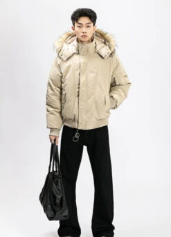 Removable Faux Fur Hoodie Bomber Jacket With Ribbed Hem 23 Removable Faux Fur Hoodie Bomber Jacket With Ribbed Hem -Modern Wear Shop O1CN011U5u3L1knTbTWakj5 3161734728