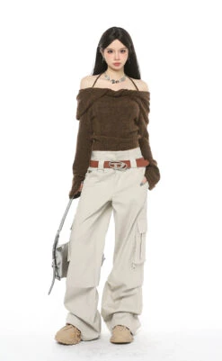 Off-Shoulder Twist Trim Knit Sweater Top -Modern Wear Shop O1CN011pmK4W281t5hKP6cZ 800637873