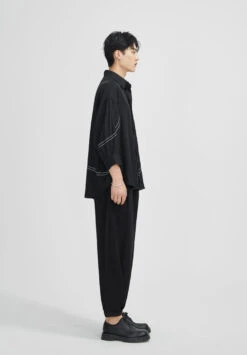 Oversized Contrast-Detail Button Shirt With Cropped Sleeves 13 Oversized Contrast-Detail Button Shirt With Cropped Sleeves -Modern Wear Shop O1CN0129R3t01JBvJyGxN8O 2950750991