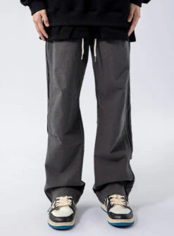 Back Strap And Side Zip Straight Fit Pants