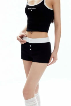 Contrast Waistband Buttoned Terry Shorts -Modern Wear Shop O1CN013u6ZIT2NBFUSBfCim 2200576249924