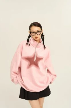 High Collar Half Zip Star Pullover -Modern Wear Shop O1CN0149YhJc1qokBxDCMiw 618895543