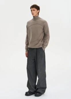 Ribbed Turtleneck Panel-Stitch Sweater -Modern Wear Shop O1CN014SaI8y2Afr0gpdTBV 4009778231