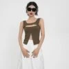 Sleeveless Cutout Top With Zip Split Detail