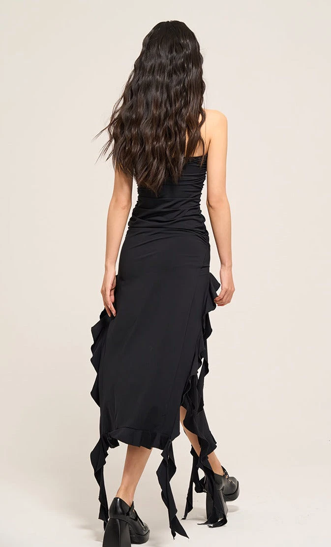 Double Split Ruffle Midi Tube Dress 5 Double Split Ruffle Midi Tube Dress - Image 5