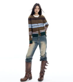 Slim Striped Cable-Knit Cardigan Sweater -Modern Wear Shop O1CN015YmsfG2NBFT7KHiCm 2200576249924