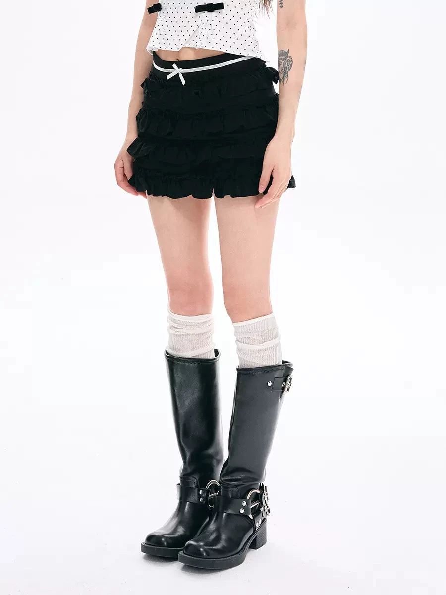 Layered Ruffle Mini Skirt With Bow Detail 3 Layered Ruffle Mini Skirt With Bow Detail - Image 3
