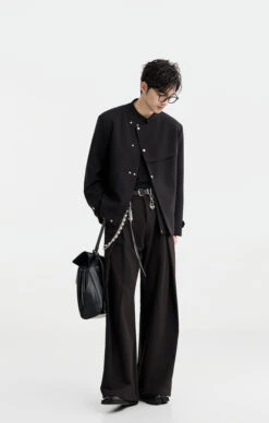 Slim Asymmetric Button-Detail Lapelless Blazer Jacket -Modern Wear Shop O1CN015oEODU1VHDUSGr5fa 897312627