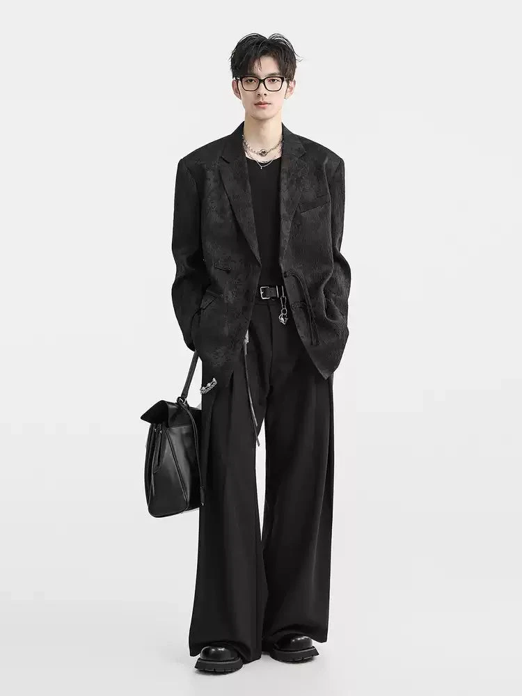 Textured Floral Pattern Single-Breasted Blazer 9 Textured Floral Pattern Single-Breasted Blazer - Image 9