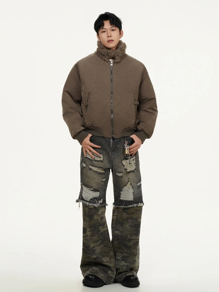 Sherpa Collar Bomber Jacket With Snap Button Pockets 7 Sherpa Collar Bomber Jacket With Snap Button Pockets - Image 7