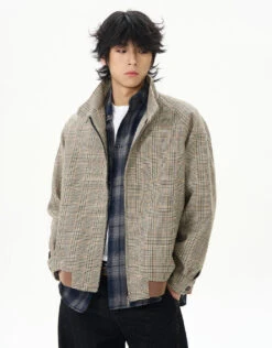 Plaid High Collar Zip Bomber Jacket -Modern Wear Shop O1CN016Rkj3T1r3P5iaKJYC 1124265575