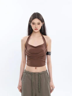 Ruched Halter Crop Top 34 Ruched Halter Crop Top -Modern Wear Shop O1CN016b6jti1iBncI6B5i1 2201256844375