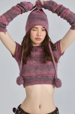 Textured Knit Cropped Sweater Top With Arm Warmer Sleeves -Modern Wear Shop O1CN016qZenM29k8yCZ4mBz 2582478105